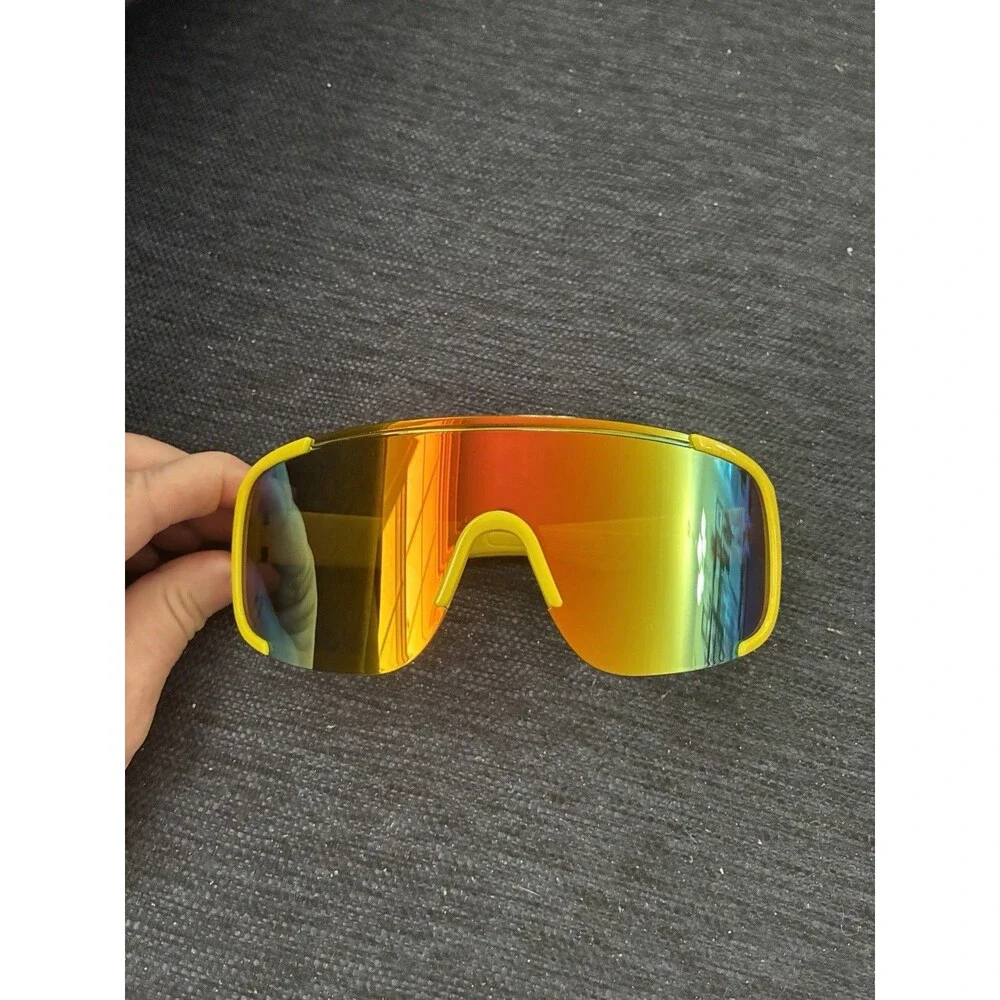 Twisted Tea Shield Style Yellow Mirrored Adult Sunglasses